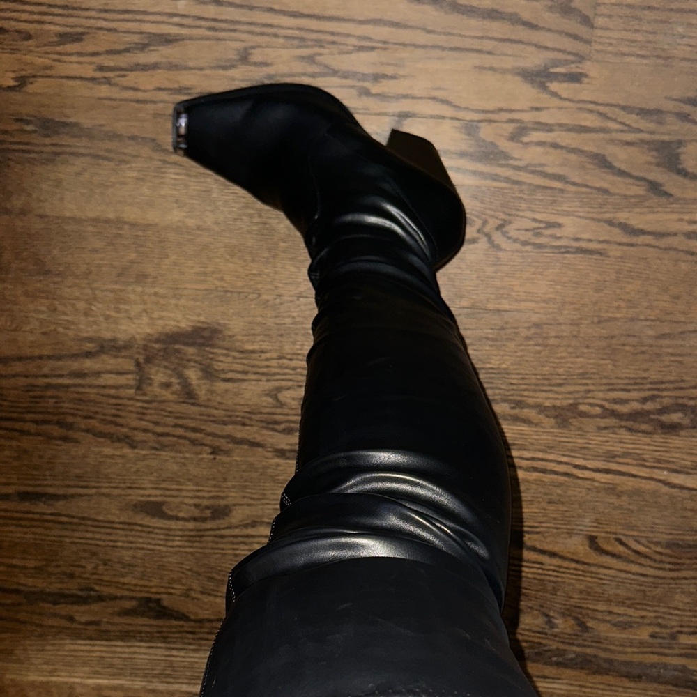 Fashion Nova Black Over-the-Knee Pointed Toe Boots